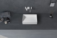 Накладная раковина Abber Stein AS2623 60 матовая белая, прямоугольная, искусственный камень, со скрытым сливом