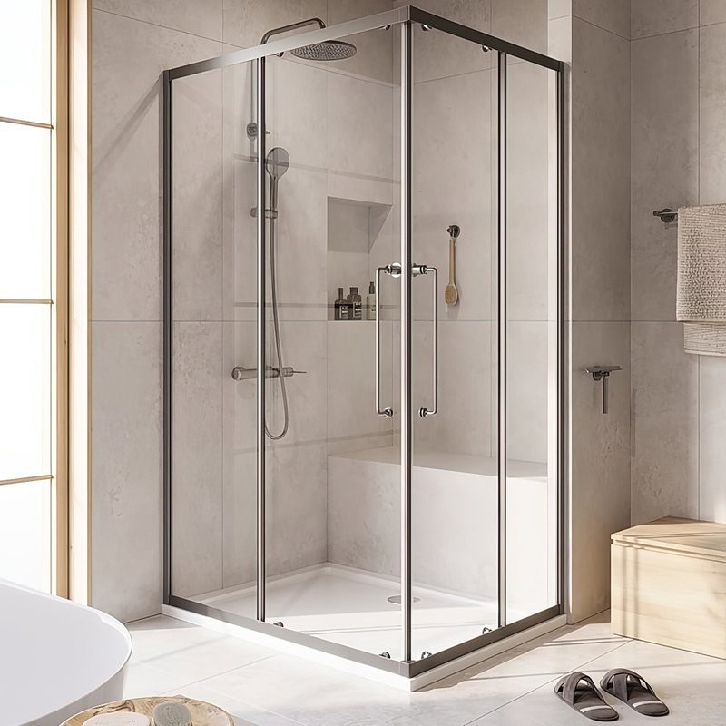 Душевой уголок Cezares Relax RELAX-304-AH-2-120/90-C-GM 120x90, профиль оружейная сталь