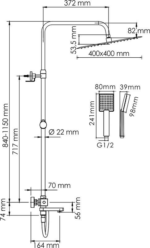 Душевая стойка Wasserkraft Aller A199.119.141.087.CH Thermo с термостатом, хром