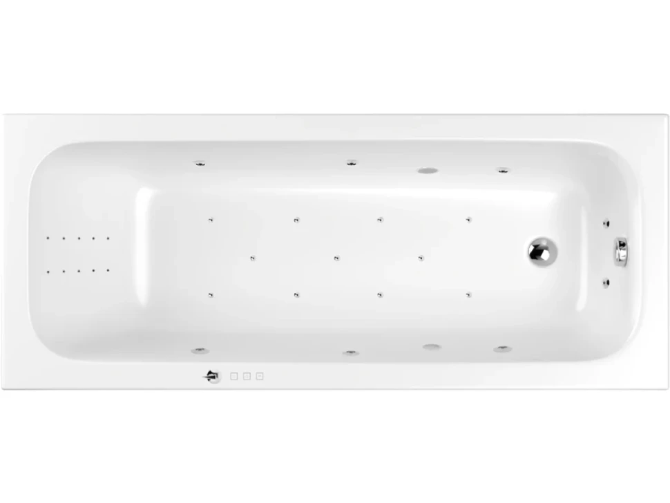 Акриловая ванна WHITECROSS Vibe 0105.170070.100.ULTRANANO.CR 170x70 см, пристенная, с гидромассажем, белая, с каркасом, со сливом-переливом, с донным клапаном