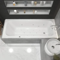 Акриловая ванна WHITECROSS Vibe 0105.170070.100.ULTRANANO.CR 170x70 см, пристенная, с гидромассажем, белая, с каркасом, со сливом-переливом, с донным клапаном