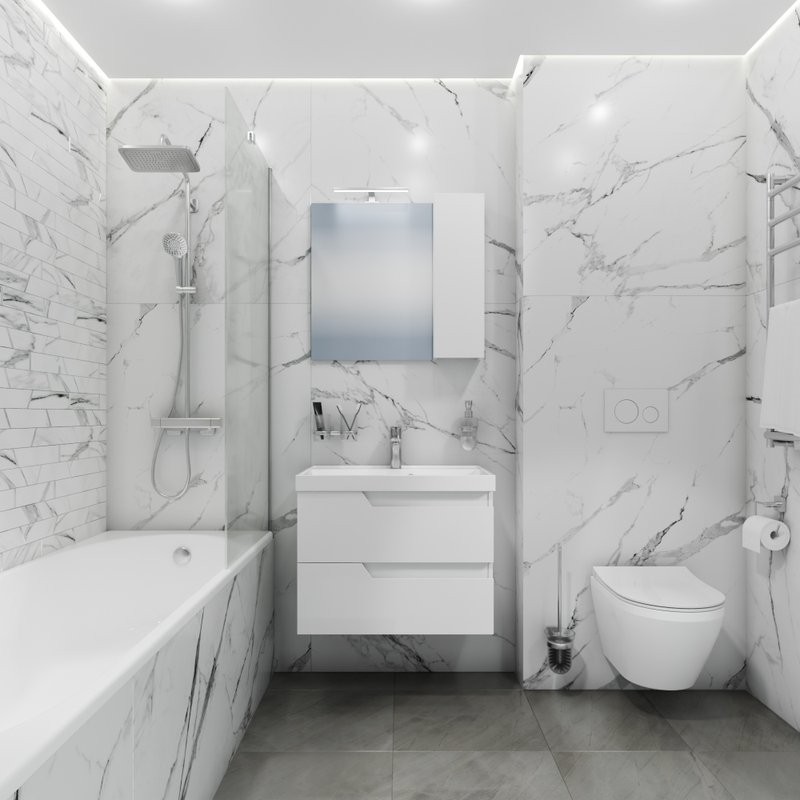 Мебель для ванной комнаты СаНта Антарес 70 подвесная, 2 ящика, белый глянец