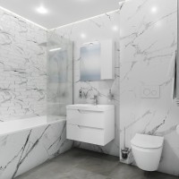 Мебель для ванной комнаты СаНта Антарес 70 подвесная, 2 ящика, белый глянец