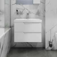 Мебель для ванной комнаты СаНта Антарес 70 подвесная, 2 ящика, белый глянец