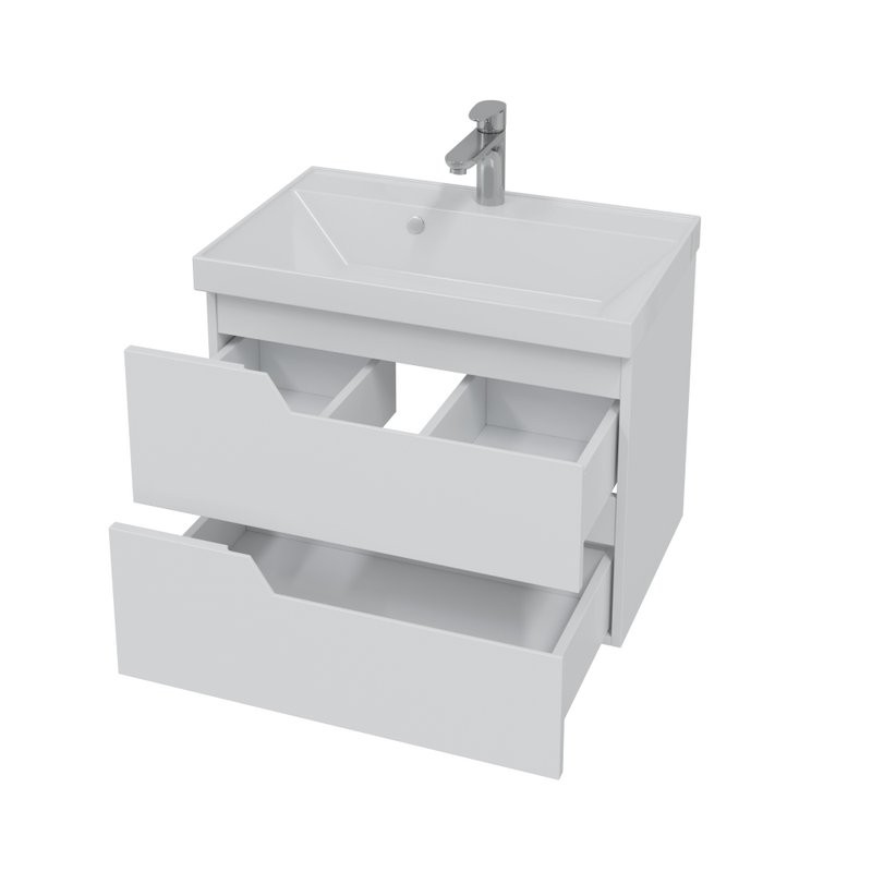 Мебель для ванной комнаты СаНта Антарес 70 подвесная, 2 ящика, белый глянец