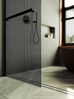 Душевая перегородка Maybahglass MGD-735-6ш 89 см, профиль черный, стекло графит