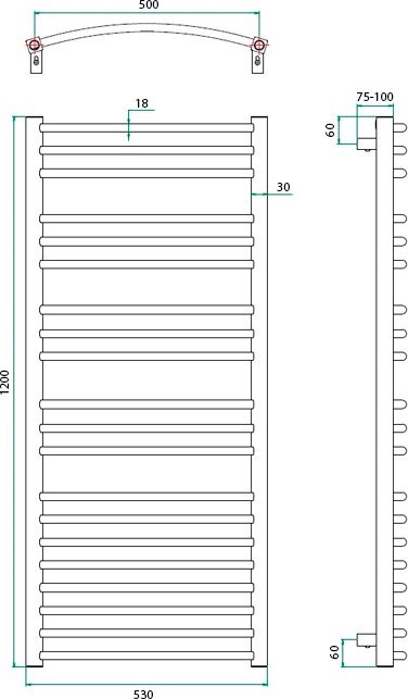 Полотенцесушитель электрический Grota Calma 53x120