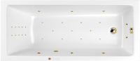 Акриловая ванна WHITECROSS Wave Ultra Nano 160x80 см, встраиваемая, с гидромассажем, белый глянец, с каркасом, со сливом-переливом, фурнитура золото