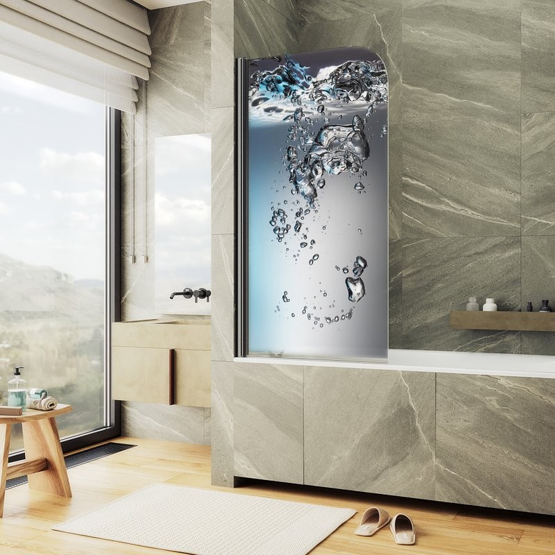 Шторка на ванну Maybahglass MGV-928-ФП010-6 60 см, профиль черный