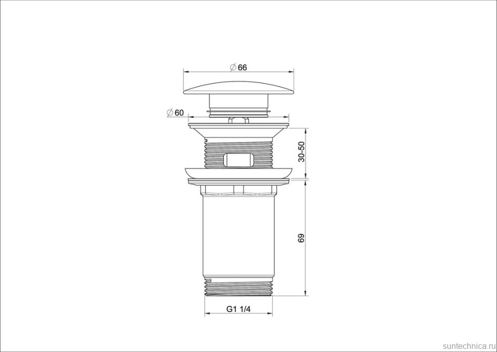 Донный клапан для раковины Wonzon & Woghand WW-88SS09-BG с переливом, брашированное золото