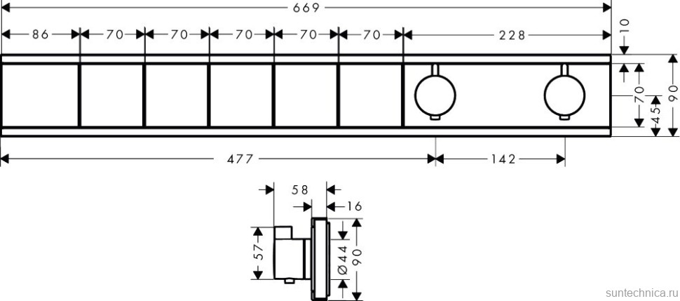 Термостатический смеситель встраиваемый Hansgrohe RainSelect 15384700 С ВНУТРЕННЕЙ ЧАСТЬЮ, матовый белый, хром