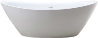 Акриловая ванна Vincea VBT-203 180x85 см, отдельностоящая, белая, овальная, с каркасом, со сливом-переливом