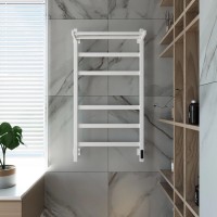 Полотенцесушитель электрический Grota Tela 530х1000 RAL9016 EL 100x55 см, подключение справа, слева, скрытое подключение справа, матовый белый, лесенка, из стали, с полкой