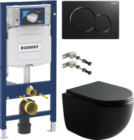 Комплект Унитаз подвесной Ceramicanova UP Rimless CN4007MB черный матовый + Инсталляция Geberit Duofix UP 320 111.300.00.5 + Кнопка Sigma 01 115.770.DW.5 черная + Крепления 111.815.00.1 к стене