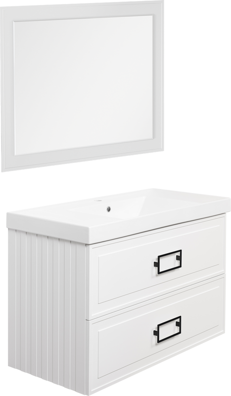 Мебель для ванной комнаты La Fenice Cubo Twin 100 белая, ручки черные