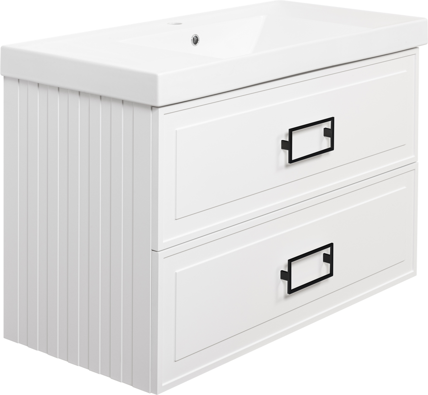 Мебель для ванной комнаты La Fenice Cubo Twin 100 белая, ручки черные