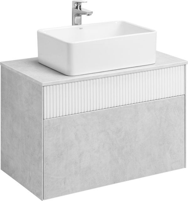 Тумба под раковину AQUATON Марбл 80 слэйт, белая матовая