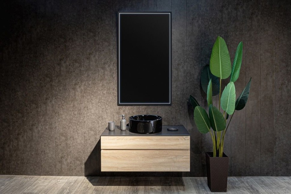 Зеркало Art&Max Aversa 70х120 черное, с LED-подсветкой, 6000К
