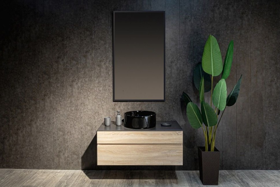 Зеркало Art&Max Aversa 70х120 черное, с LED-подсветкой, 6000К