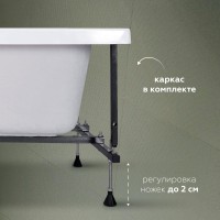 Акриловая ванна Aquanet Elba 00329639 100x70 см, пристенная, белая, с каркасом