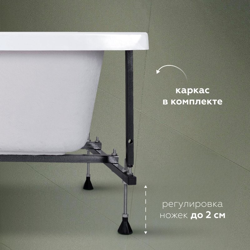 Акриловая ванна Aquanet Elba 00329639 100x70 см, пристенная, белая, с каркасом