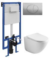 Комплект Унитаз подвесной Ceramicanova Mono CN1905 безободковый + Инсталляция STWORKI + Кнопка 230823 хром матовый
