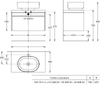 Тумба под раковину без столешницы KERAMA MARAZZI Modula 70 подвесная, арабика, глянцевая белая