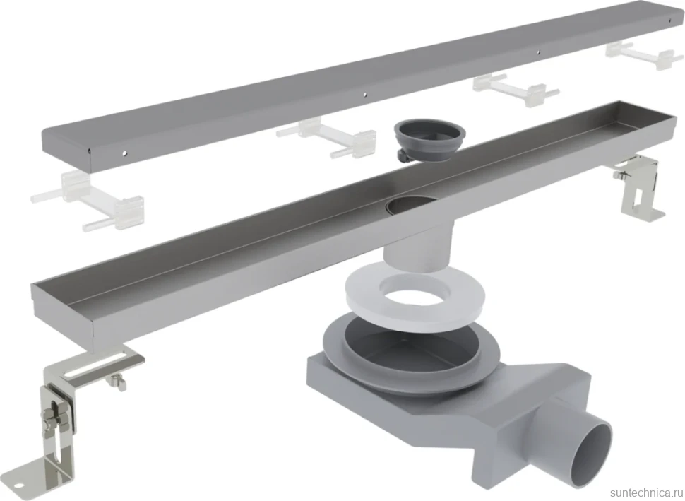 Душевой трап (лоток) Plumberia Selection PSL Linear PSL90MT 90 см, решетка матовая нержавеющая сталь, с сифоном, под плитку