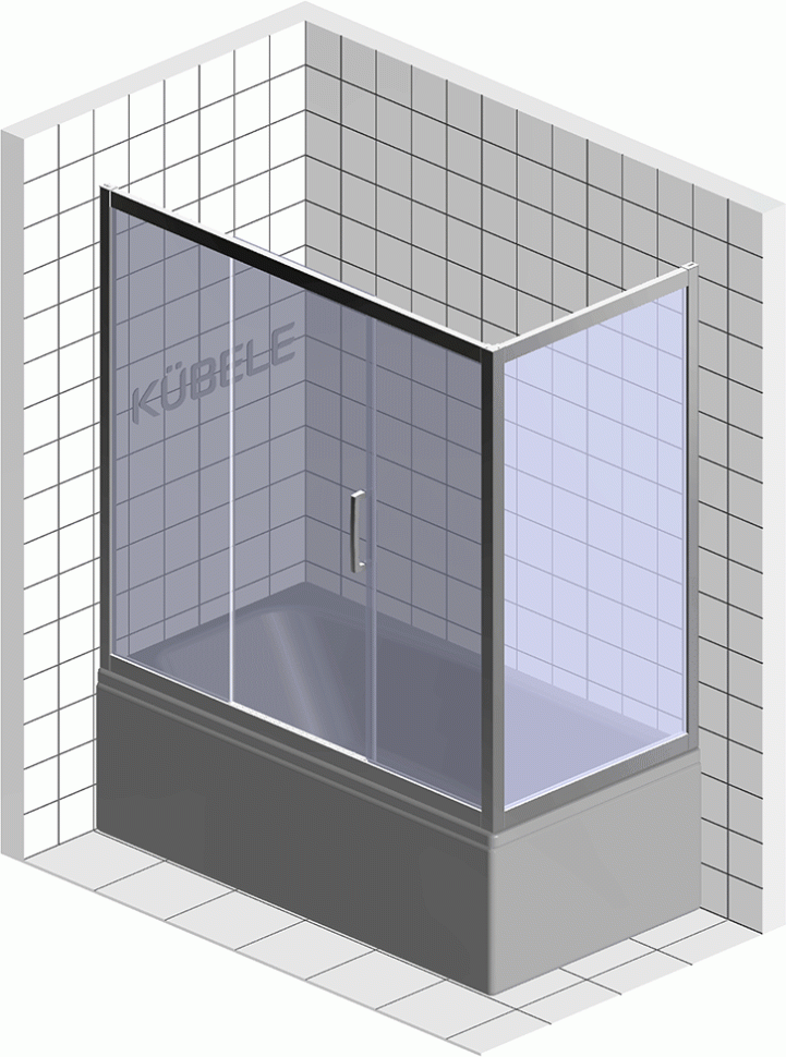 Шторка на ванну Kubele DE019 PR3-CLN-MT, 170х70 см, профиль матовый хром