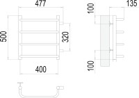 Полотенцесушитель водяной Terminus Стандарт П4 400x500 с боковым подключением 320