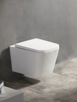 Комплект Agger ATI08100+APB244 Унитаз подвесной безободковый, с микролифтом + Система инсталляции + Кнопка смыва матовая черная