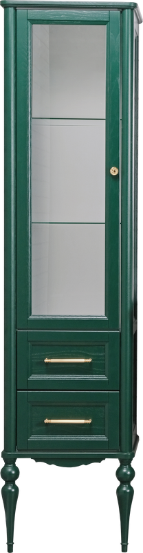 Шкаф пенал для ванной ValenHouse Эстетика L, зеленый, ручки золото