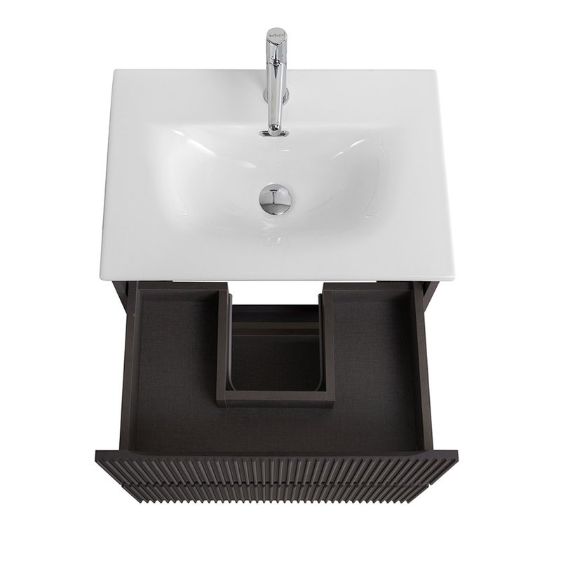 Тумба с раковиной BelBagno Uno-mini 70 подвесная, 2 ящика, матовая темно-серая