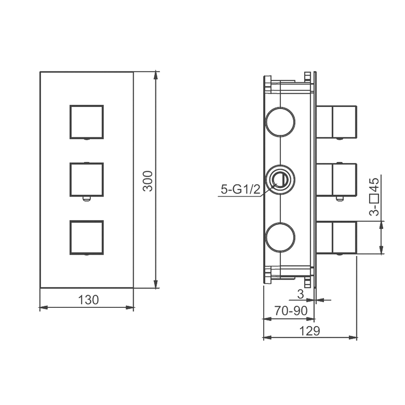 Термостатический смеситель встраиваемый Raglo R02.263 С ВНУТРЕННЕЙ ЧАСТЬЮ, хром