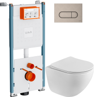 Комплект Унитаз подвесной BelBagno Libero BB11051CH-TOR/SC безободковый + Инсталляция VitrA V-Fix Core 732-5800-01PV + Кнопка Root Round 740-2295 никель