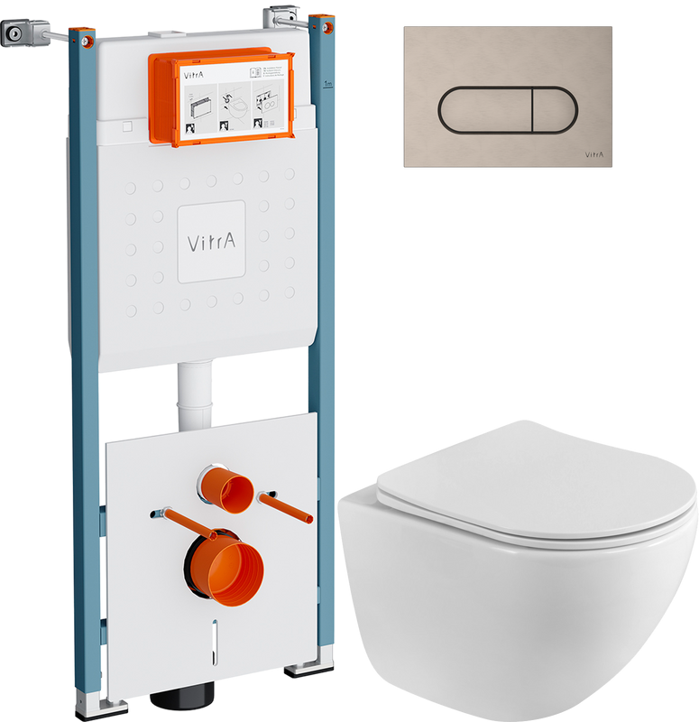 Комплект Унитаз подвесной BelBagno Libero BB11051CH-TOR/SC безободковый + Инсталляция VitrA V-Fix Core 732-5800-01PV + Кнопка Root Round 740-2295 никель