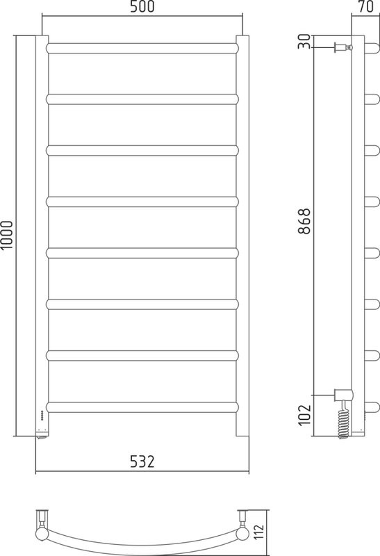 Полотенцесушитель электрический Сунержа Галант 4.0 100х50 белый, L