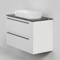 Тумба с раковиной La Fenice Elba Twin 100 подвесная, bianca, столешница черный мрамор, раковина белая матовая