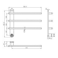 Полотенцесушитель электрический AQUAme с терморегулятором AQM3113CR Полотенцесушитель электрический AQUAme с терморегулятором AQM3113CR