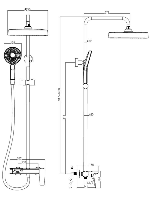 Душевая стойка Vincea Puro VSFS-5P1CH хром