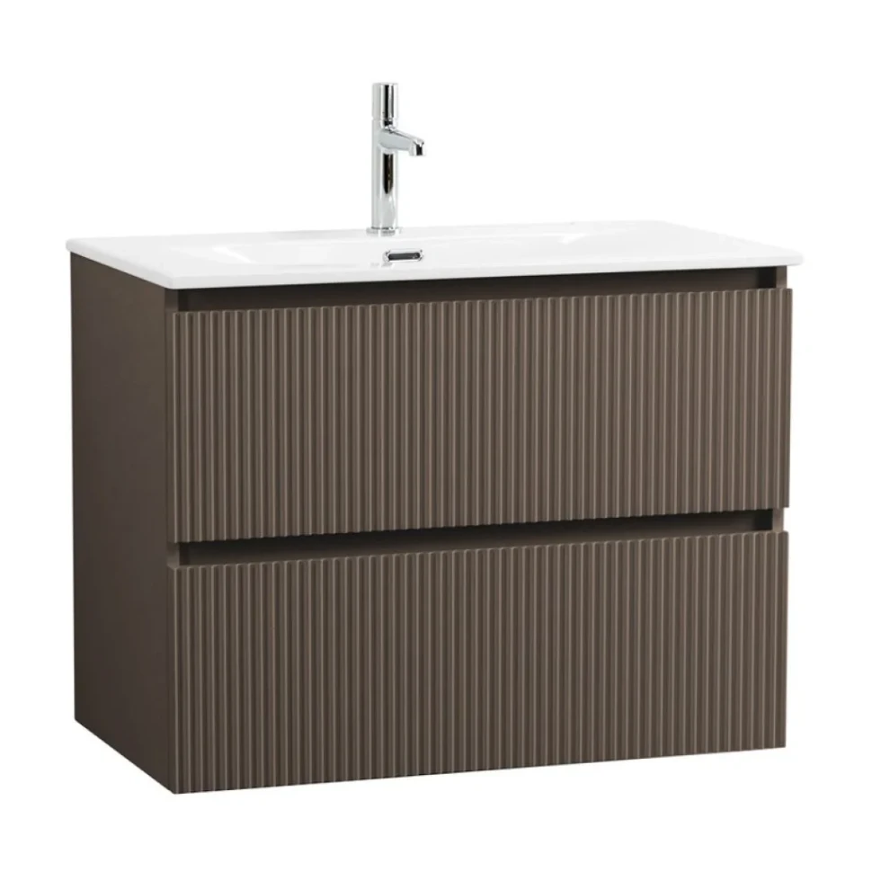 Тумба с раковиной BelBagno Uno 80 подвесная, 2 ящика, матовая бежевая