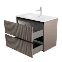 Тумба с раковиной BelBagno Uno 80 подвесная, 2 ящика, матовая бежевая