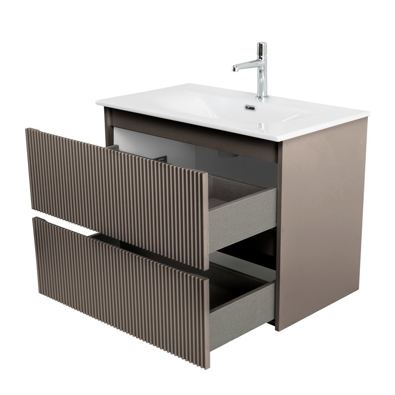 Тумба с раковиной BelBagno Uno 80 подвесная, 2 ящика, матовая бежевая