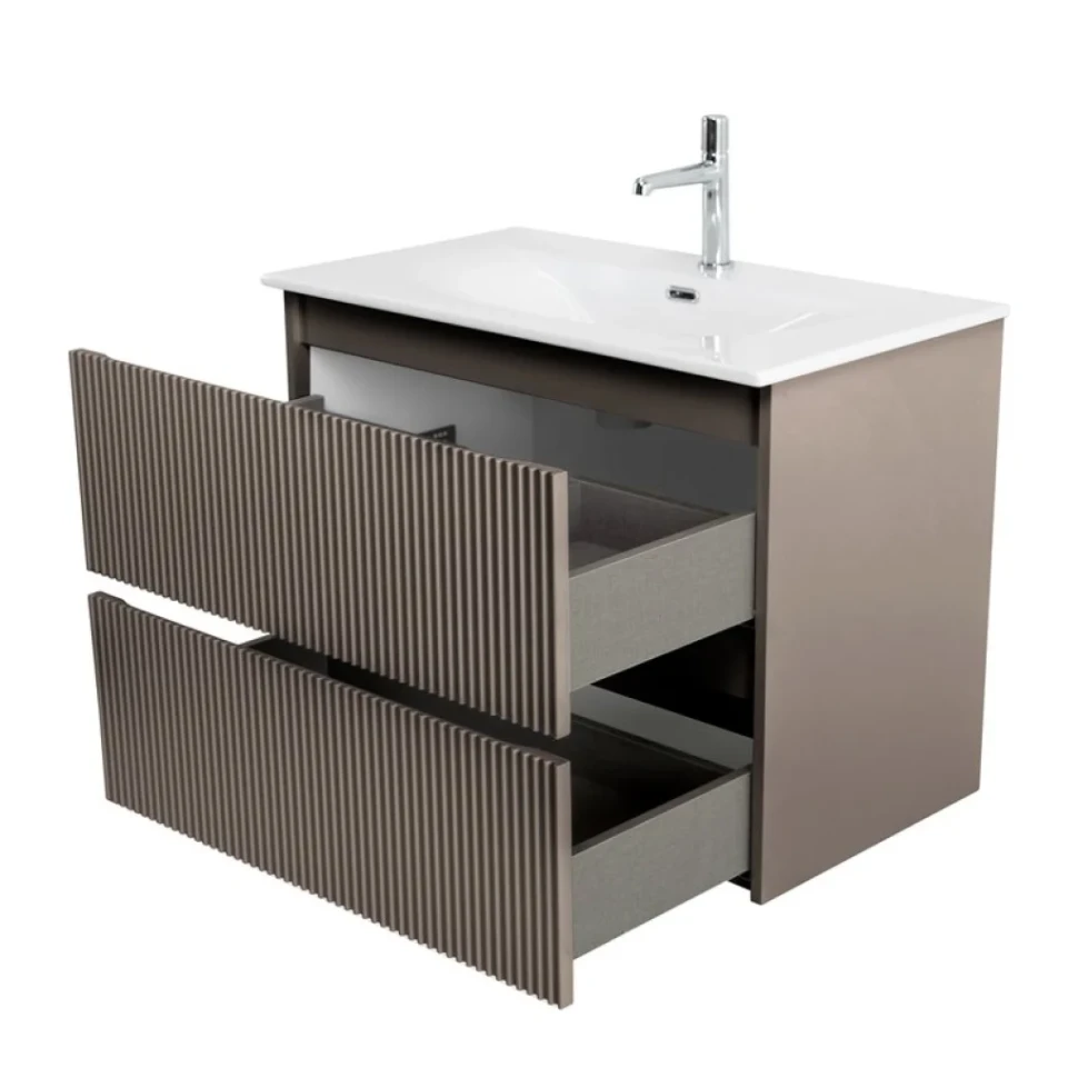 Тумба с раковиной BelBagno Uno 80 подвесная, 2 ящика, матовая бежевая