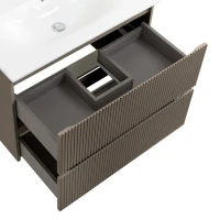 Тумба с раковиной BelBagno Uno 80 подвесная, 2 ящика, матовая бежевая