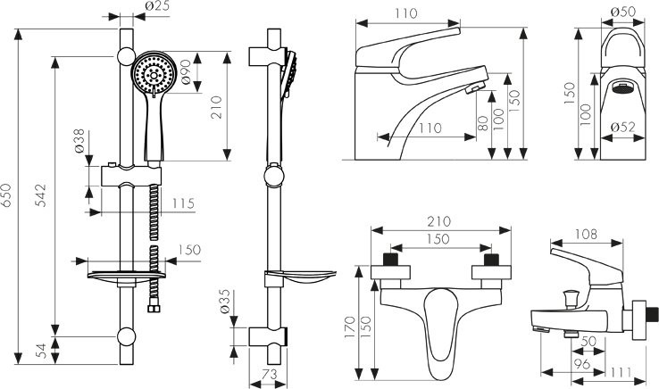 Комплект для ванной Kaiser County 5500К хром