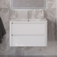 Тумба с раковиной Cezares Relax 80 bianco lucido, раковина Cezares CZR-800/480-LV-MR-NV