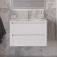 Тумба с раковиной Cezares Relax 80 bianco lucido, раковина Cezares CZR-800/480-LV-MR-NV