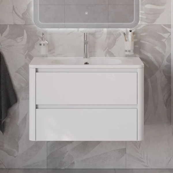 Тумба с раковиной Cezares Relax 80 bianco lucido, раковина Cezares CZR-800/480-LV-MR-NV