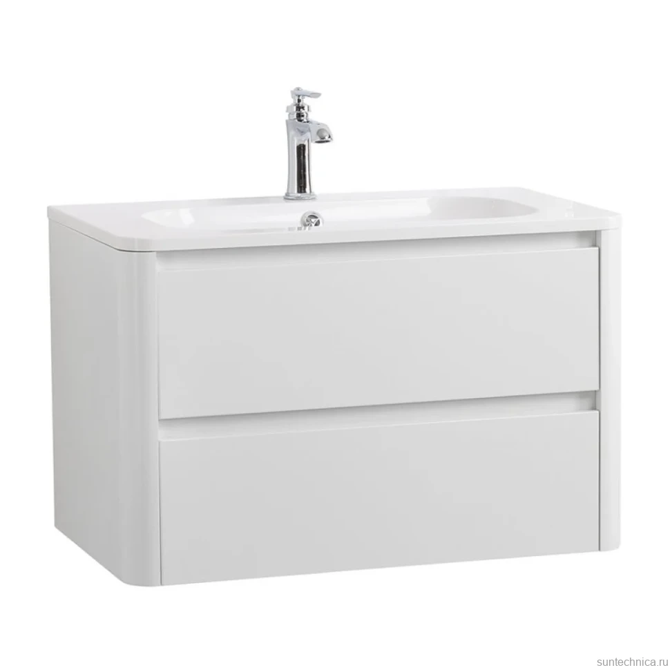 Тумба с раковиной Cezares Relax 80 bianco lucido, раковина Cezares CZR-800/480-LV-MR-NV